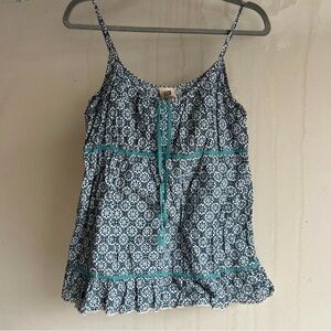 Teal floral tank top